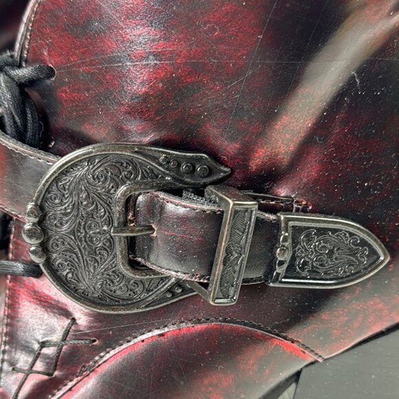 John Fluevog Swordfish Fauvist Fries Women Buckled Lace-Up Ankle Boot - Picture 5 of 15